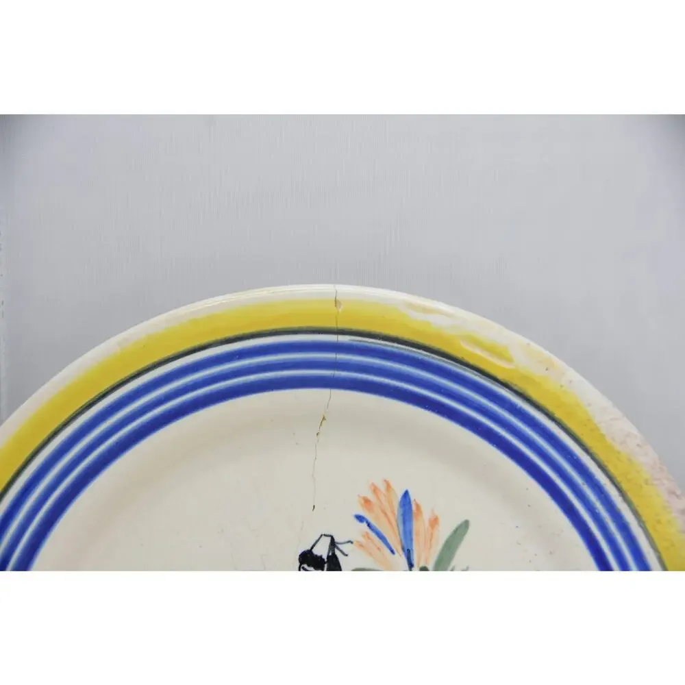 Henriot Quimper Petit Breton Primitive French Faïence Figural Plates, Set of 2